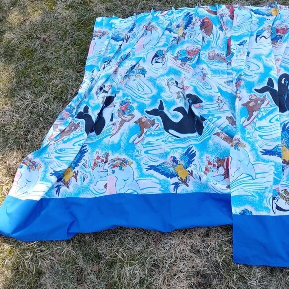 VINTAGE 1985 Sea World Curtain Pannels Kids Room Curtain Set RARE Walrus Dolphin - Picture 2 of 9